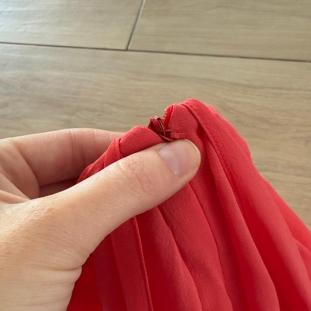Carolina Herrera New York Coral Pink 100% Silk Chiffon Wrap Skirt Womens Size 14 - Picture 10 of 12